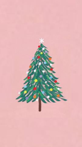 Pink Christmas tree phone wallpaper