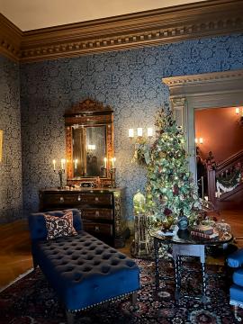 The Claude Room, named after French painter Claude Lorrain, decorated for Christmas at the Biltmore House in Asheville, NC.