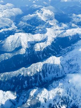 The Rocky Mountains, aerial view, snow capped