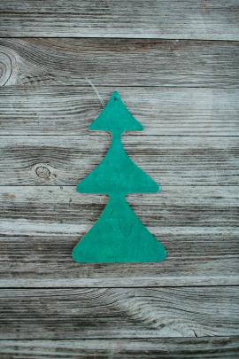 Wooden handcraft green christmas tree decoration