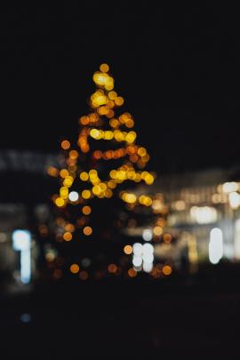 Bokeh christmas xmas tree with lights