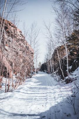 A trail in in winter in Duluth, Minnesota
