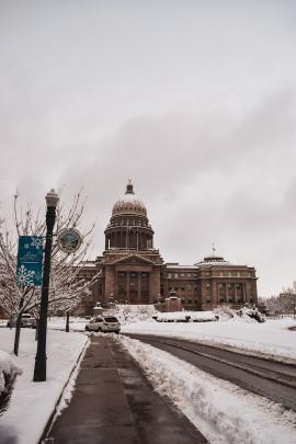 Idaho Capitol Building in the snow