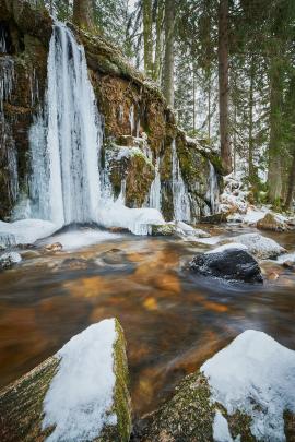 A frozen waterfall within the black forest in Germany