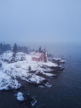 Eagle Harbor Lighthouse, Eagle Harbor, Michigan, on Lake Superior. 