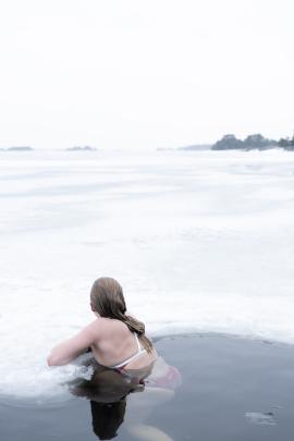 Woman in a frozen sea. 