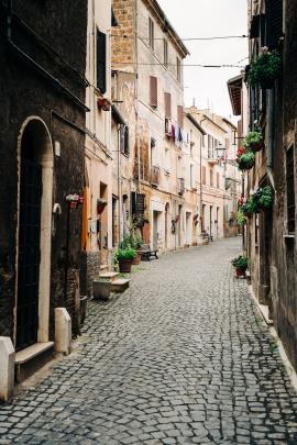 A pretty street in the town of Civita Castellana in the province of Viterbo, Italy