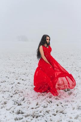 Sarah modeling for her 25th Birthday, which just so happened to also be a rare snow day for Lindale, Texas!