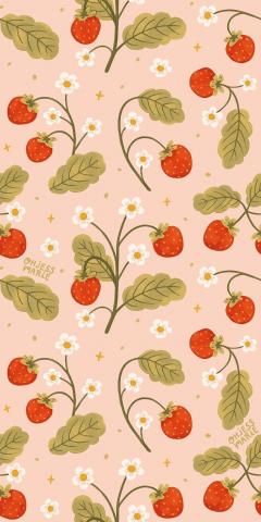Sweet Strawberries Art Pattern in 2022  Fruit wallpaper Aesthetic iphone wallpaper Iphone wallpaper