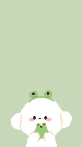 Cute kawaii aegyo puppy frog lokscreen sage Fondo de pantalla de ...
