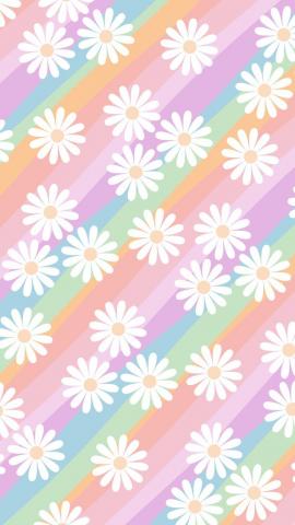 Phone Wallpaper background rainbow background with daisy print