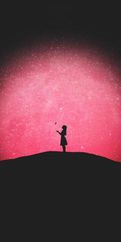 Starry night girl outdoor silhouette 1080x2160 wallpaper