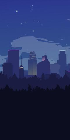 Silent night Minneapolis silhouette art 1080x2160 wallpaper