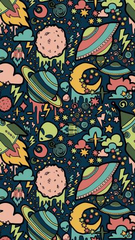 Download wallpaper 938x1668 texture patterns aliens rockets space iphone 876s6 for parallax hd background