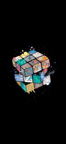 Dark Rubiks Cube 3D 3D Abstract abstract 3D Blocks cube simple background HD phone wallpaper