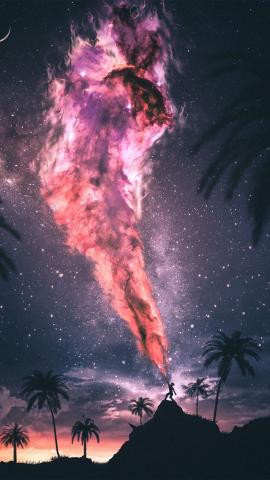 Silhouette magic night power starry sky wallpaper