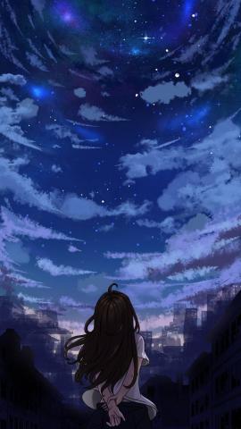 Fall Night Starry Sky Girl Background Wallpaper Image For Free Download   Pngtree