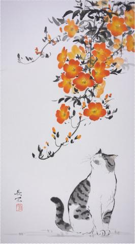 drawing art cat trumpetcreeper japan image by suihoupic3