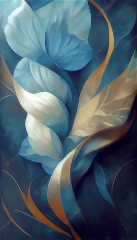 Premium Photo  Blue flower abstract background with gold
