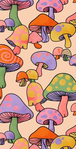Happy Hippie Mushroom Magic Wall Tapestry by Laura Graves  Society6  Imagem de fundo para iphone Psteres art deco Plano de fundo de desenhos animados