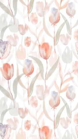 Watercolor tulip floral pattern
