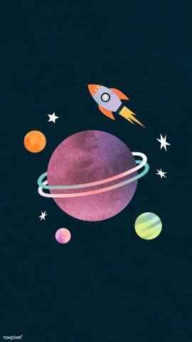 Download premium vector of Colorful galaxy watercolor doodle with a rocket on black background mobile phone wallpaper vector by Toon about iphone wallpaper planet solar cell illustrations for story and iphone wallpaper solar system 1230077