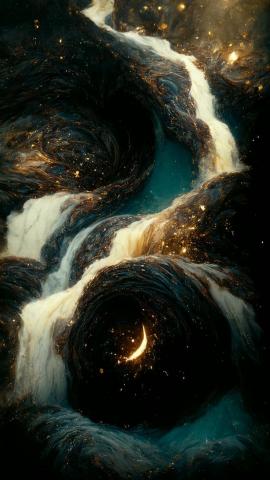 Black hole waterfall Wallpaper created by AI