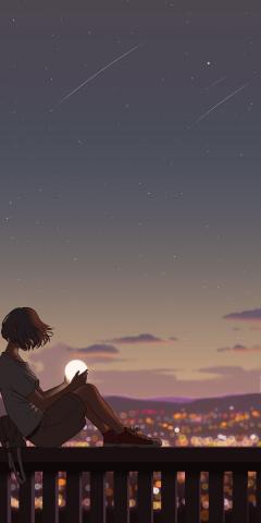 Night Scenery Starry Sky Anime Art Wallpaper 4K 83190