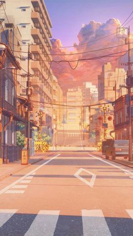 Anime sunset street illustration wallpaper  Phong cnh City art Nhip nh ngoi tri