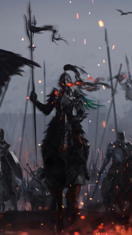 Dark knights warrior battle fantasy art 1440x2560 wallpaper