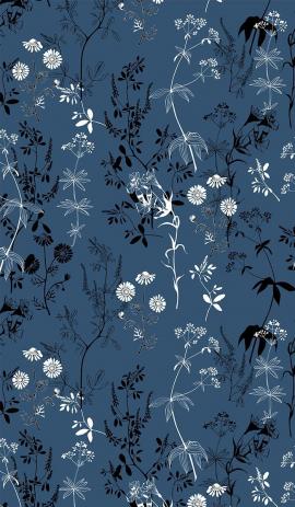 Meadow flower silhouettes seamless pattern Vector floral drawing