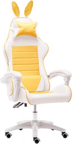 Gaming Chair with Bunny EarsRacing Style Gaming Chair with High Backrest  PU Leather Girls Home Gaming Chair  Suitable for Living Room Bedroom Office