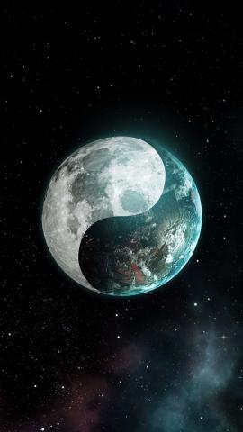 Earth Moon Yin Yang IPhone Wallpaper HD  IPhone Wallpapers