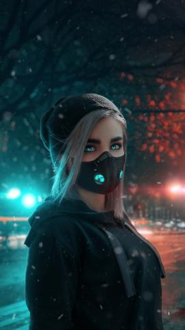 Masked Girl In Snow IPhone Wallpaper HD  IPhone Wallpapers