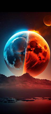 Red And Blue Moon IPhone Wallpaper HD  IPhone Wallpapers