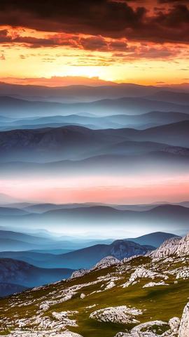 Mist Mountains Horizon Sunrise IPhone Wallpaper HD  IPhone Wallpapers