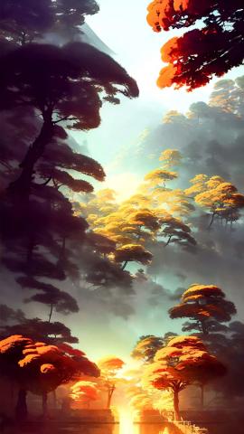 Trees Forest Painting IPhone Wallpaper HD  IPhone Wallpapers