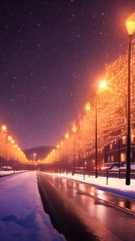 Snow Night Road Lights IPhone Wallpaper HD  IPhone Wallpapers