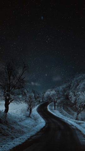 Snow Road Night IPhone Wallpaper HD  IPhone Wallpapers