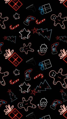Christmas Neon Doodles IPhone Wallpaper HD  IPhone Wallpapers