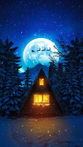 Christmas Cabin Night IPhone Wallpaper HD  IPhone Wallpapers