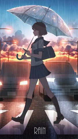 Walking In Rain Anime IPhone Wallpaper HD  IPhone Wallpapers