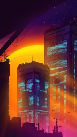 Synthwave Buildings IPhone Wallpaper HD  IPhone Wallpapers