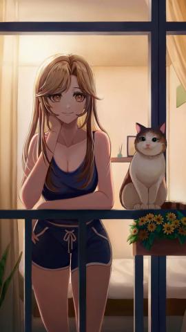 Girl With Cat IPhone Wallpaper HD  IPhone Wallpapers