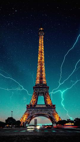 Eiffel Tower Lightning Strikes IPhone Wallpaper HD  IPhone Wallpapers