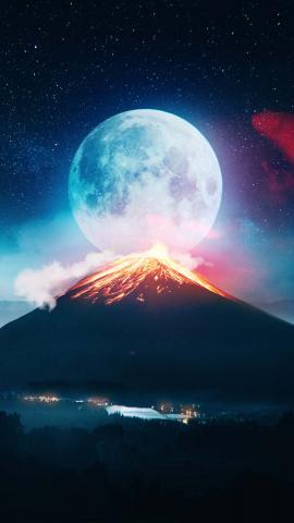 Volcano Super Moon IPhone Wallpaper HD  IPhone Wallpapers