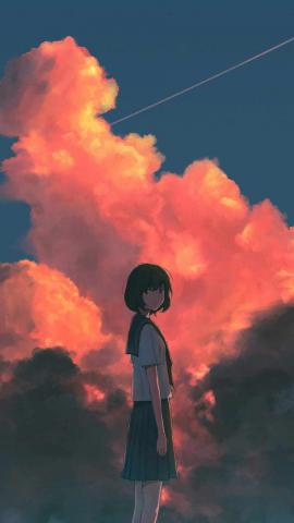 Cloudy Sky And Girl IPhone Wallpaper HD  IPhone Wallpapers