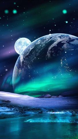 Space Aurora Landscape View IPhone Wallpaper HD  IPhone Wallpapers