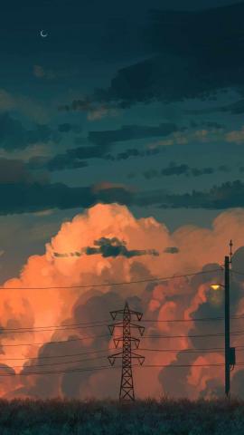 Power Grid And Clouds HD IPhone Wallpaper  IPhone Wallpapers