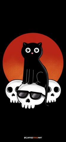 Cat And Skulls Halloween IPhone 13 Wallpaper  IPhone Wallpapers